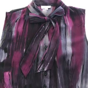 Tahari Arthur S. Levine Purple Sleeveless Blouse
